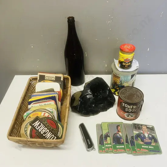 Vintage Items - TOHEROA Soup Tin, Six Million Dollar Man Jigsaw, Vegemite iSnack 2.0 Etc