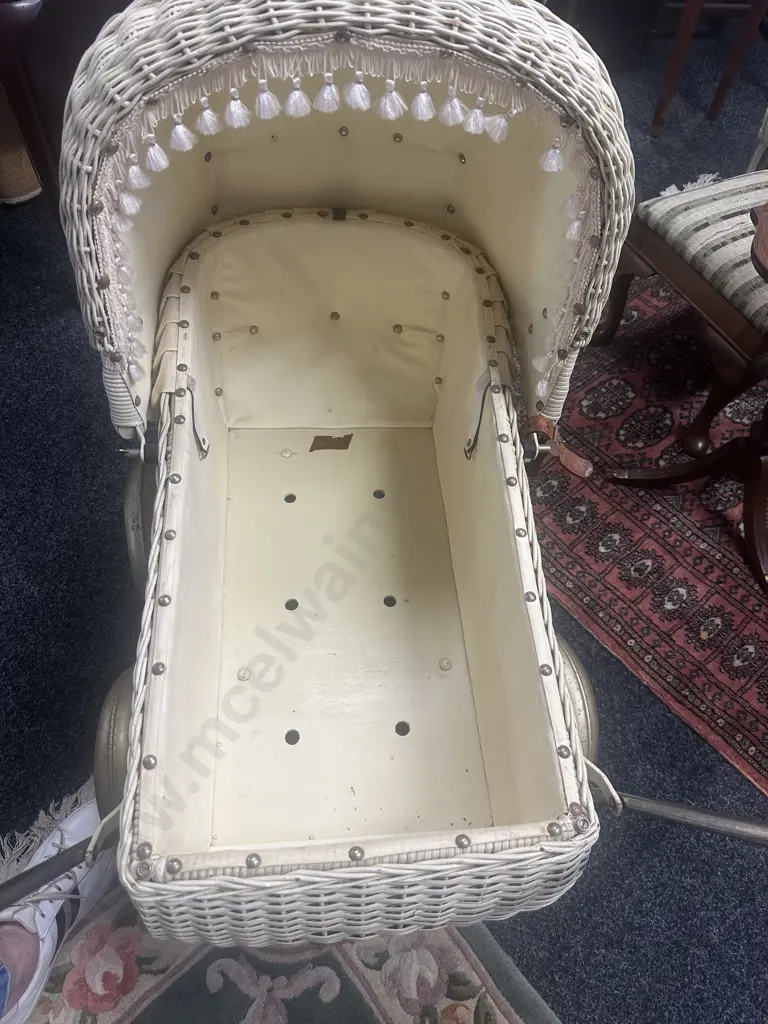 Vintage Perky Cane Pram With Linen Image 1++
