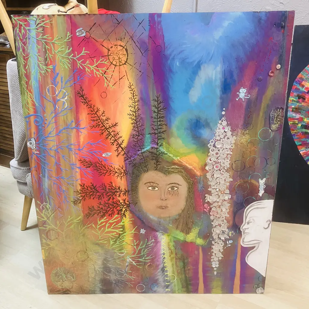 Collection of Gemma Lopes Original Artworks - Acrylic & Mixed Media On Recycled Pallet Tops. Image 1++