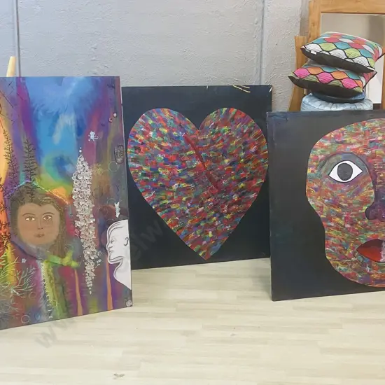 Collection of Gemma Lopes Original Artworks - Acrylic & Mixed Media On Recycled Pallet Tops.