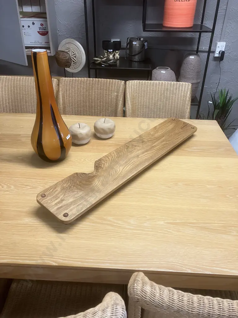 Xtra Long American White Oak Charcuterie Board With Metal Cage Pull Handles, 96 x 17.5cm Serving Tray Image 1++