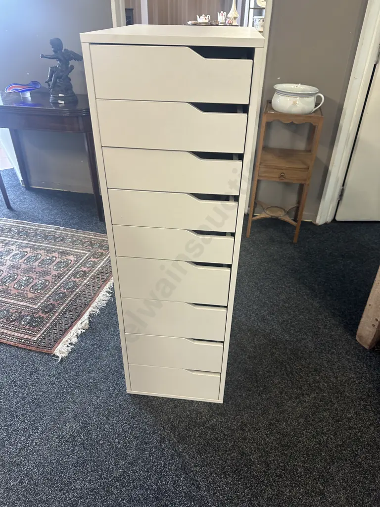 White Nine Drawer Filing Storage Cabinet Image 1++