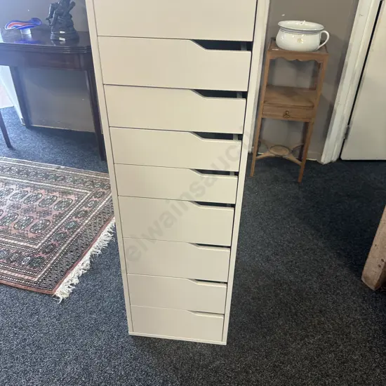 White Nine Drawer Filing Storage Cabinet
