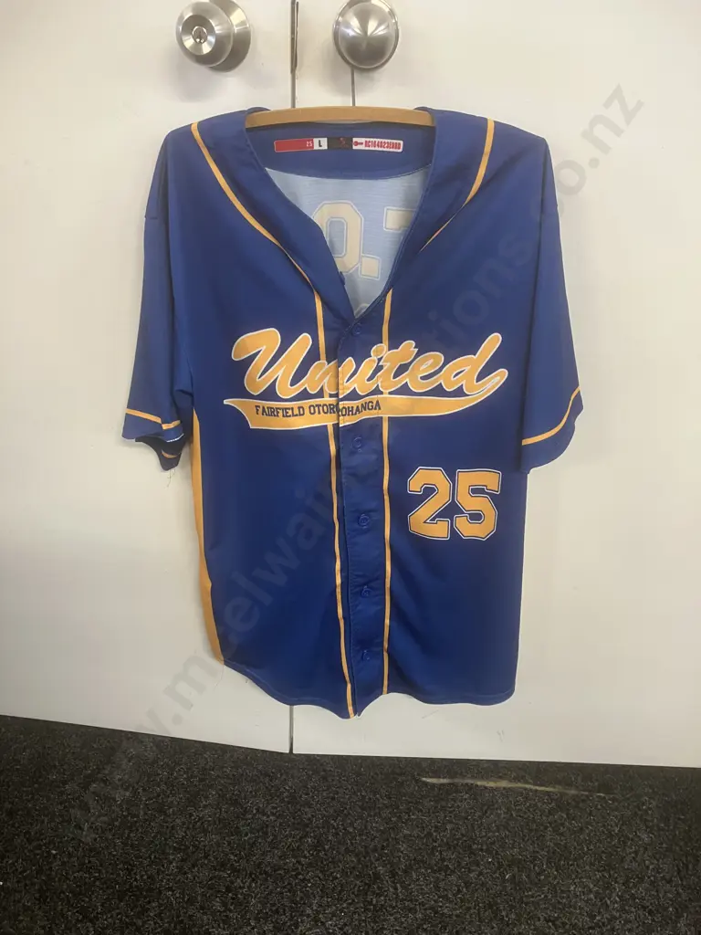 United Fairfield Otorohanga New Zealand Baseball Jersey. Sz 25 L. #F.O.U 25 Image 1++