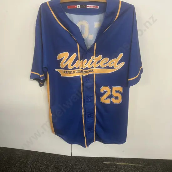 United Fairfield Otorohanga New Zealand Baseball Jersey. Sz 25 L. #F.O.U 25