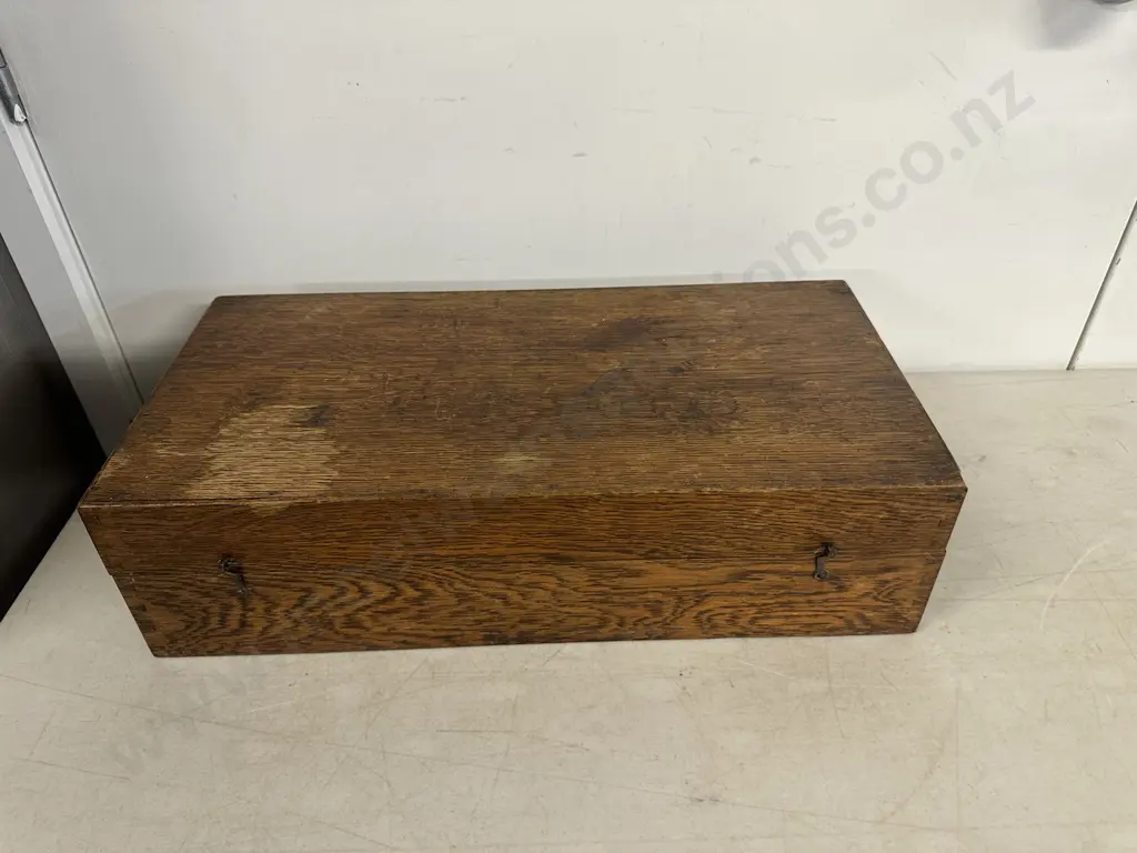 Antique Wooden Oak Storage Box H12,W45,D23cm. Image 1++