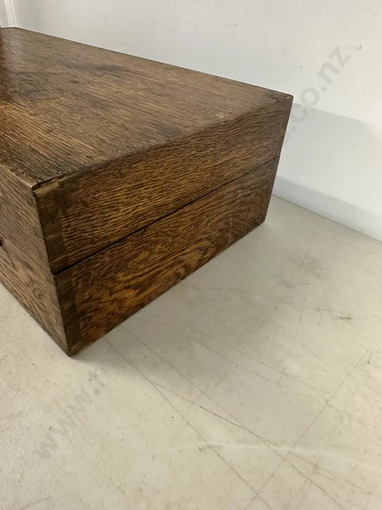 Antique Wooden Oak Storage Box H12,W45,D23cm. Image 1++