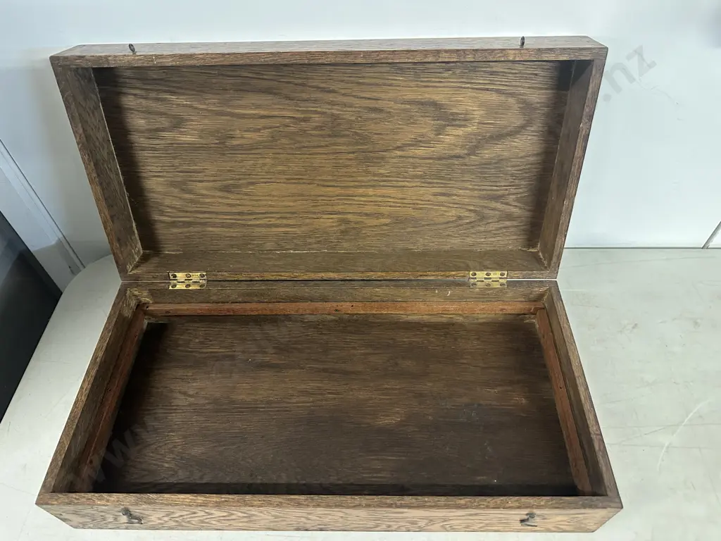 Antique Wooden Oak Storage Box H12,W45,D23cm. Image 1++