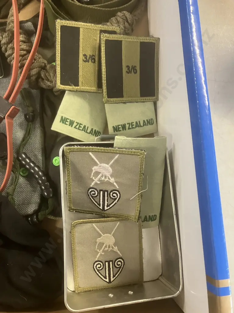 Box Lot Of Sundries Including Patches, Camouflage Face Paint Etc Image 1++