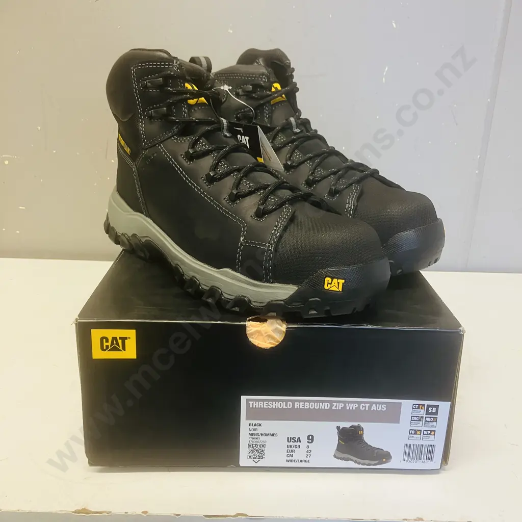 CAT Caterpillar Threshold Waterproof Safety Boot - Mens Sz UK8 Black Image 1++