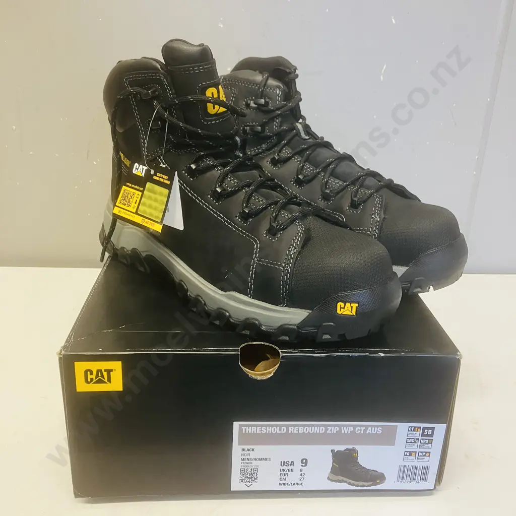 CAT Caterpillar Threshold Waterproof Safety Boot - Mens Sz UK8 Black Image 1++