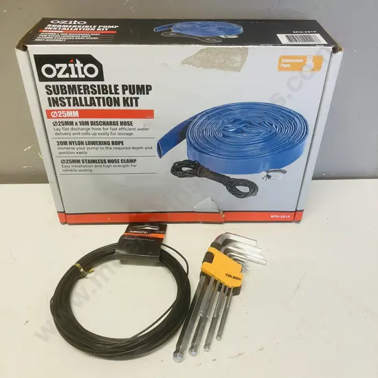 Ozito Submersible Pump Installation Kit 25mm, Tolson Allen Keys, Roll of Wire