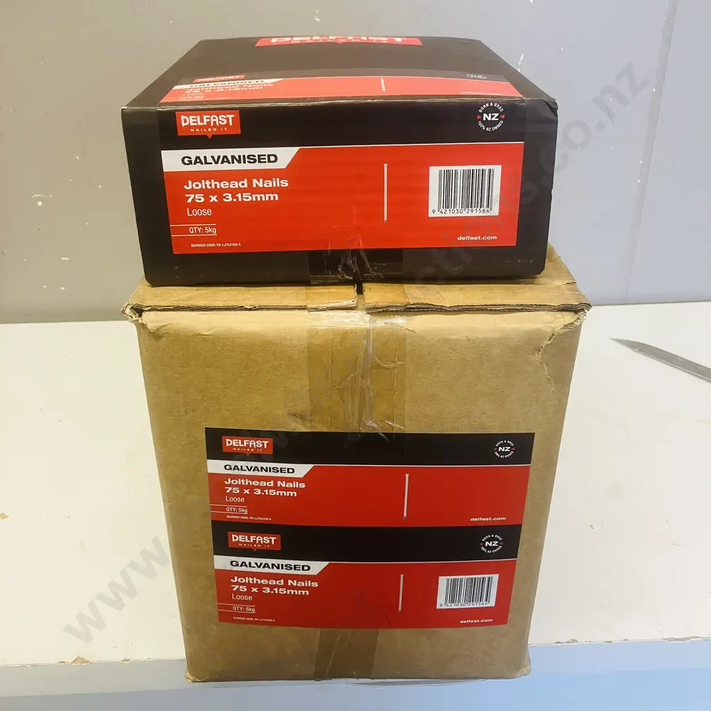 Delfast Galvanised Jolthead Nails 75 x 3.15mm Loose - 4 x 5Kg Boxes Image 1++