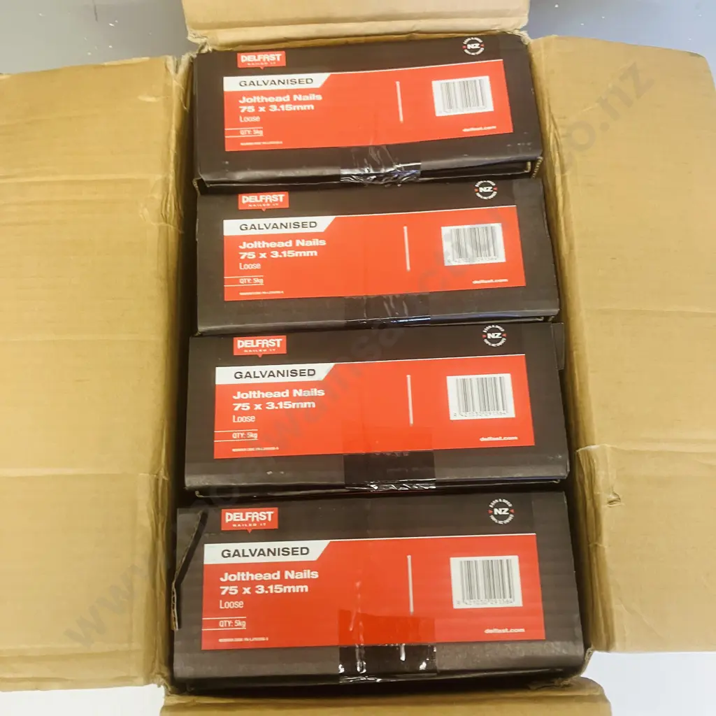 Delfast Galvanised Jolthead Nails 75 x 3.15mm Loose - 4 x 5Kg Boxes Image 1++
