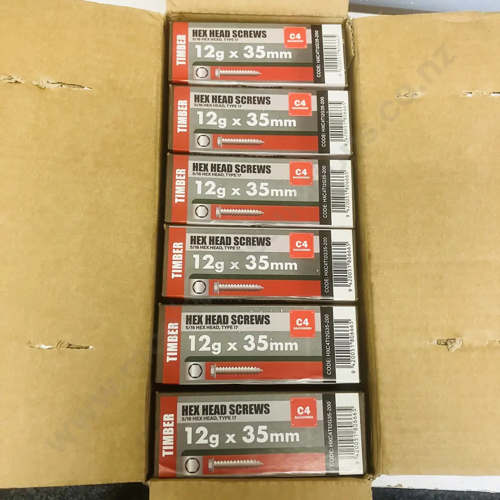 Ecko Hex head Screws 5/16 Hex Head Type17 12g x 35mm  C4 Galv - 6 x Boxes of 200 Image 1++