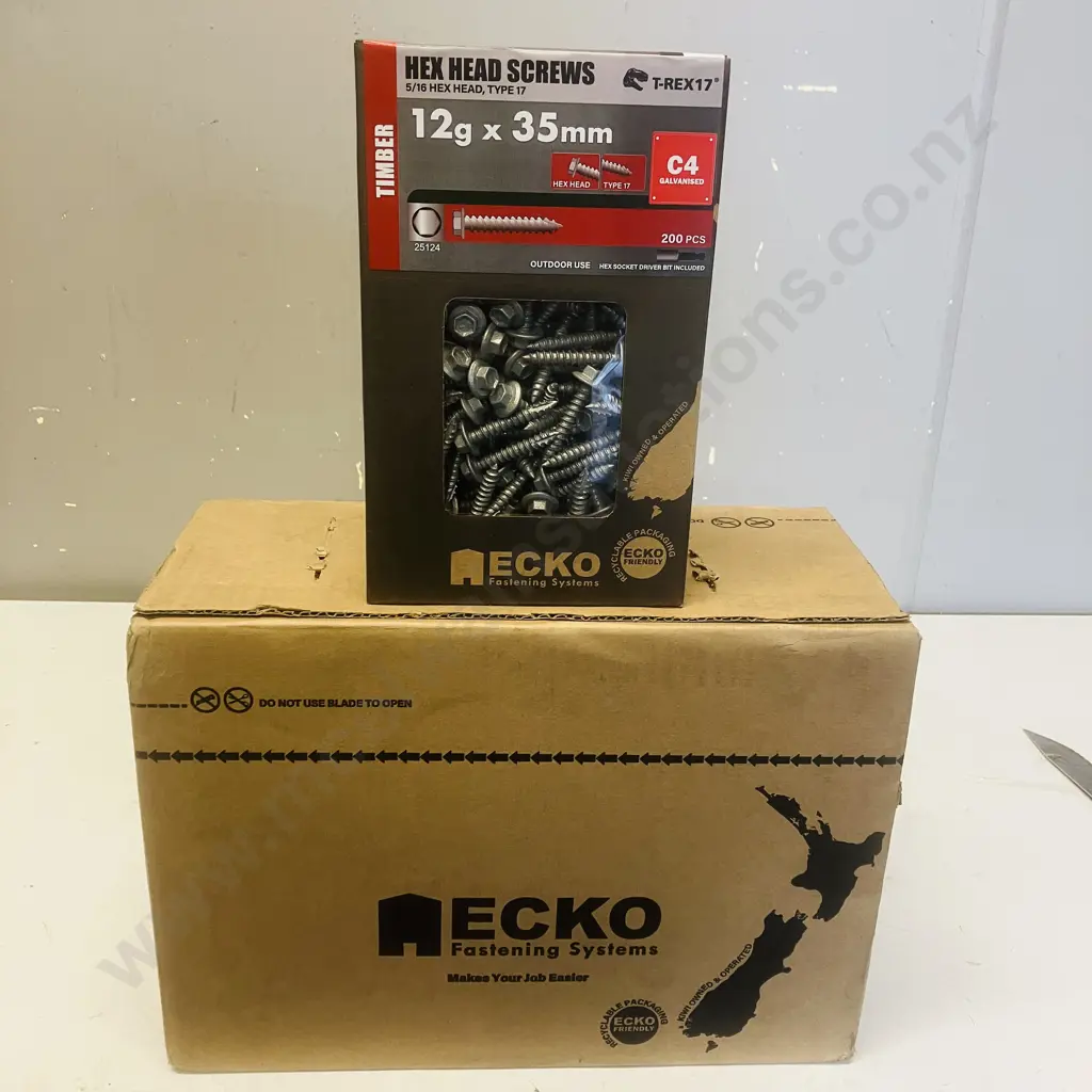 Ecko Hex head Screws 5/16 Hex Head Type17 12g x 35mm  C4 Galv - 6 x Boxes of 200 Image 1++
