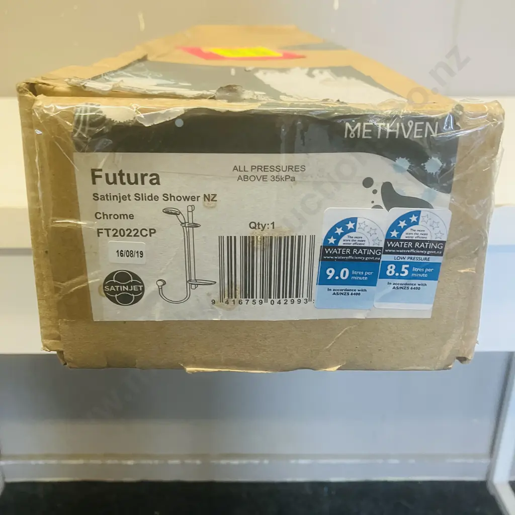 Methven Futura Satinjet Slide Shower NZ, Chrome FT2022CP Image 1++