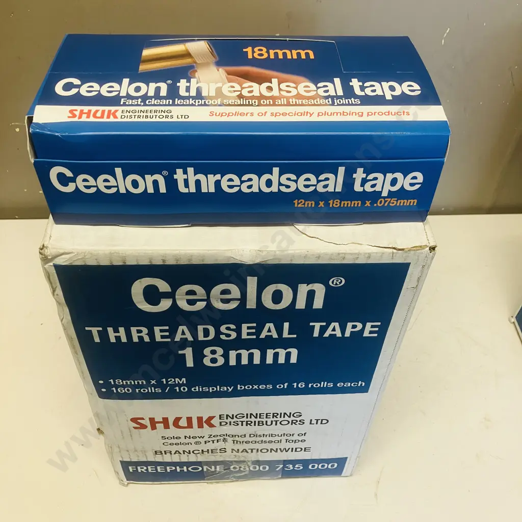 Ceelon Threadseal Tape 18mm x 12m - 160 Rolls / 10 Display Boxes of 16 Rolls Each Image 1++