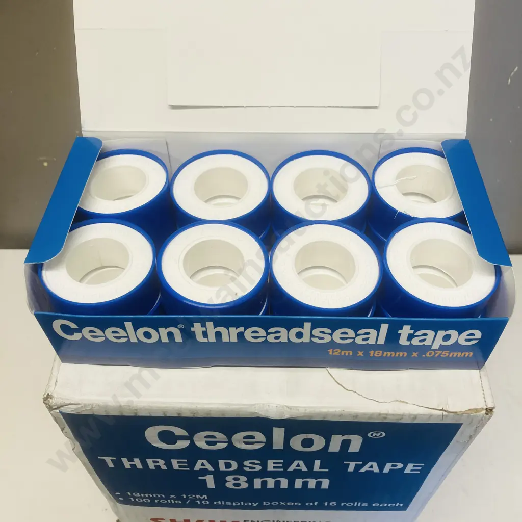 Ceelon Threadseal Tape 18mm x 12m - 160 Rolls / 10 Display Boxes of 16 Rolls Each Image 1++