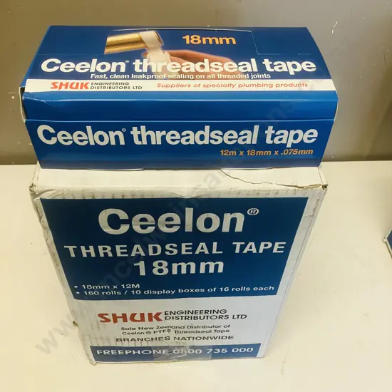 Ceelon Threadseal Tape 18mm x 12m - 160 Rolls / 10 Display Boxes of 16 Rolls Each