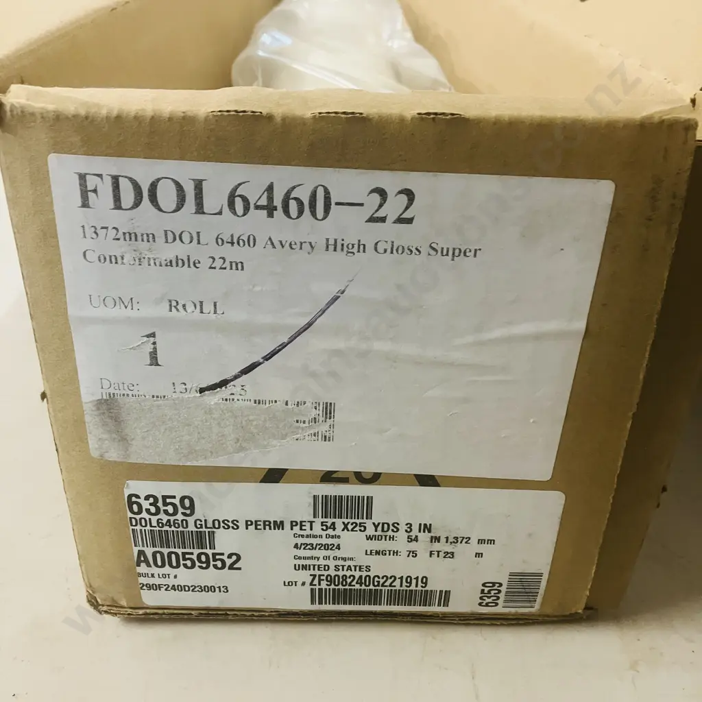 Avery Dennison DOL 6460 Overlaminate Roll - FDOL 6460-22 1382mm DOL 6460 Avery High Gloss Super Conformable 22M Image 1++