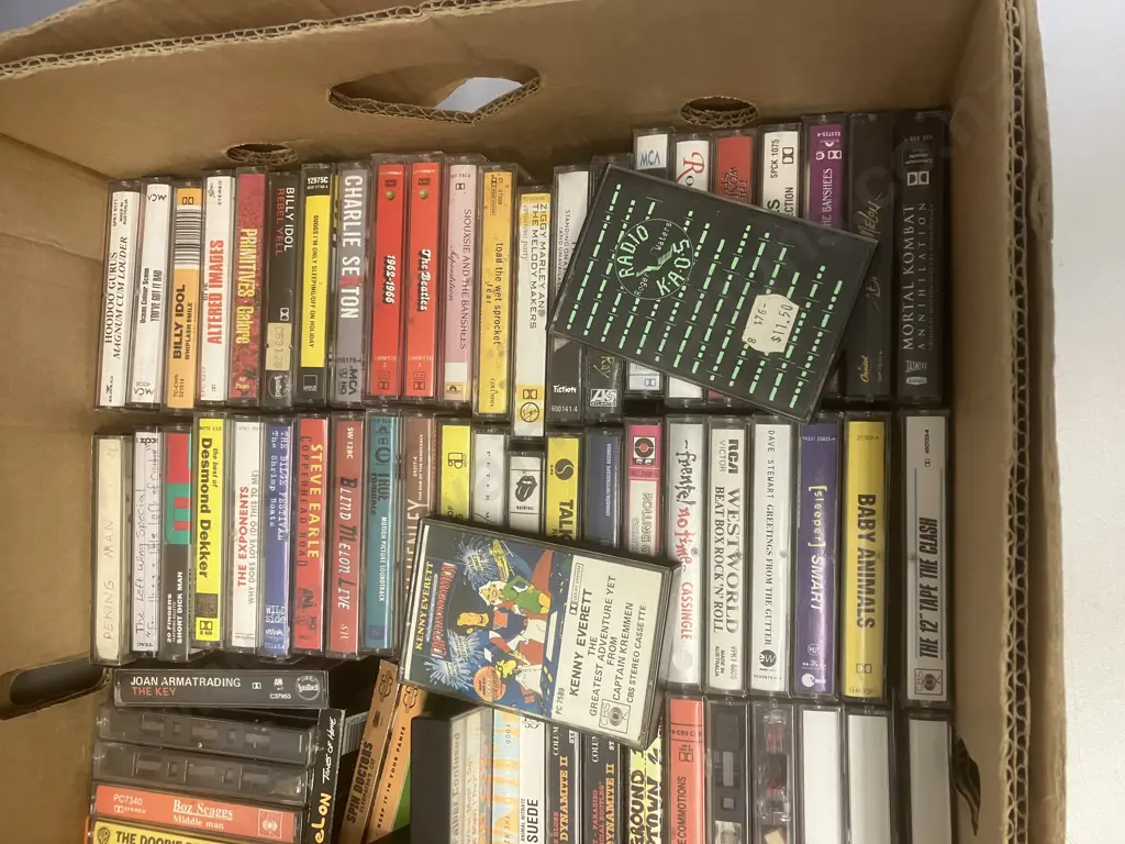 Box lot Assorted Music Cassettes & Cleaners Etc Image 1++