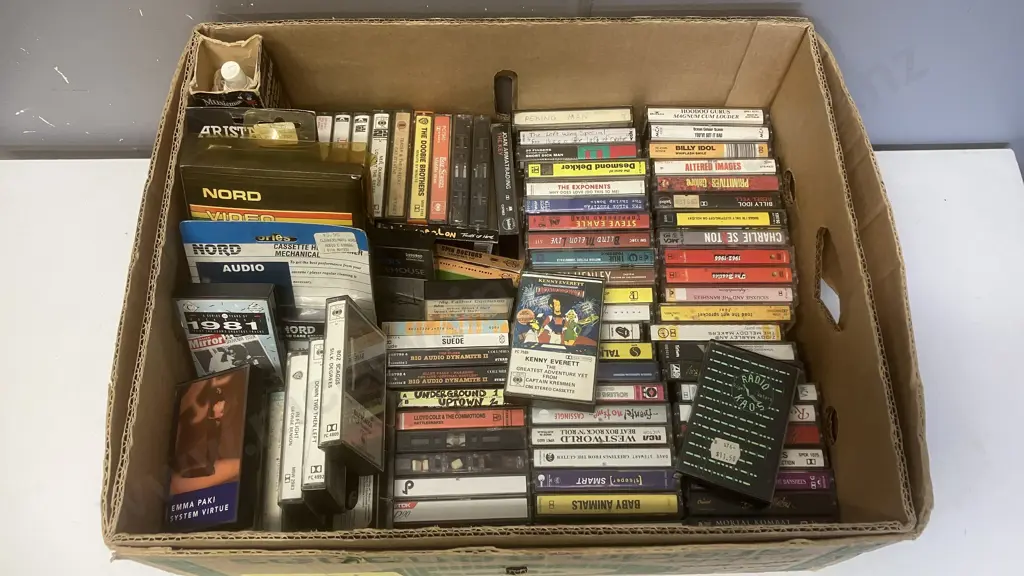 Box lot Assorted Music Cassettes & Cleaners Etc Image 1++