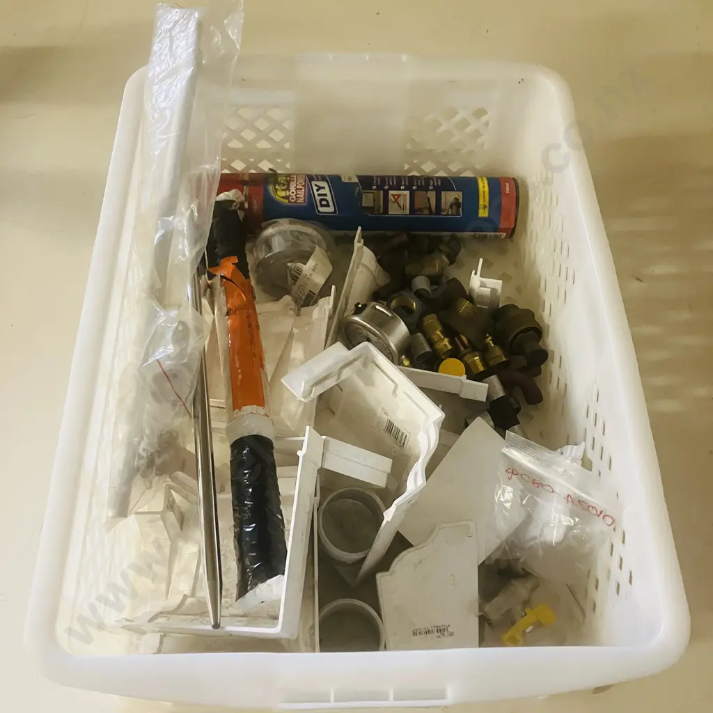 White Bin Of Sundries Including Gorilla Nail Power Etc  Image 1++