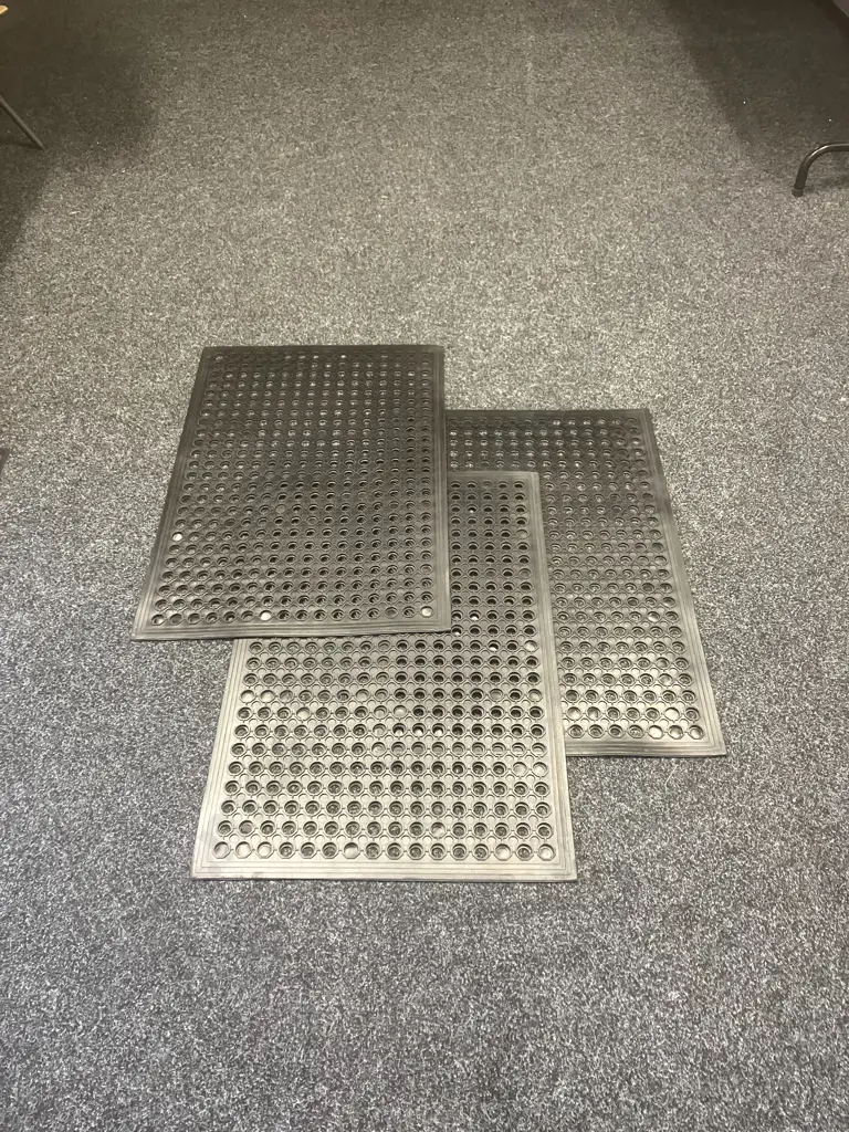 Lot of Three 'O' Cutout Pattern Non-Slip Floor Mats. 59 x 89cm Image 1++
