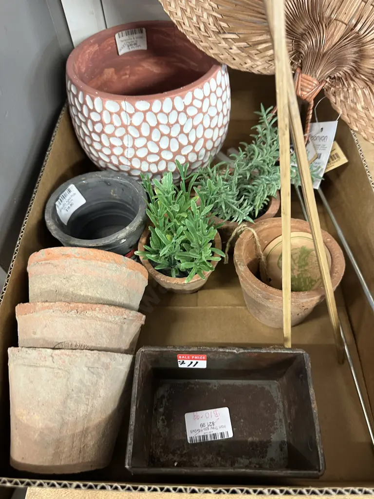 Assorted Planters, Faux Plants & Decorative Leaves Image 1++