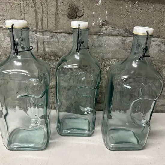H.H Transparent Glass 2 Litre Fridge Bottles x3 