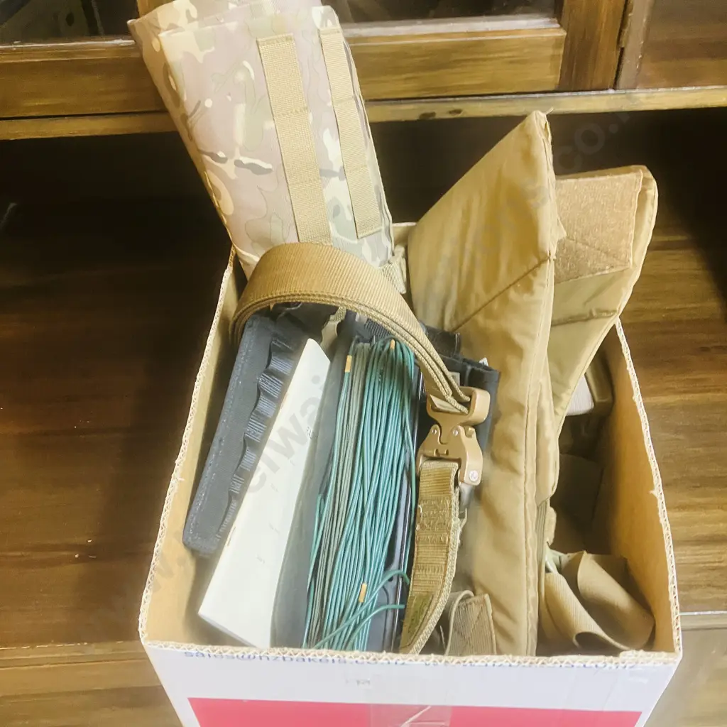 Box Lot Twin Needle (New Zealand Made) Riggers Belt, Shooting Mat, Radio Items Etc Image 1++