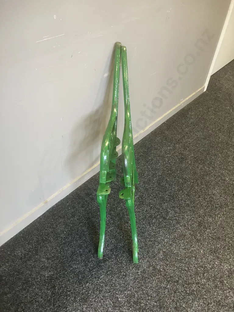 Pair of Cast Iron Park Bench Ends Painted Green. 68 x 48cm Image 1++