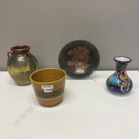 Four Art Pottery items including German