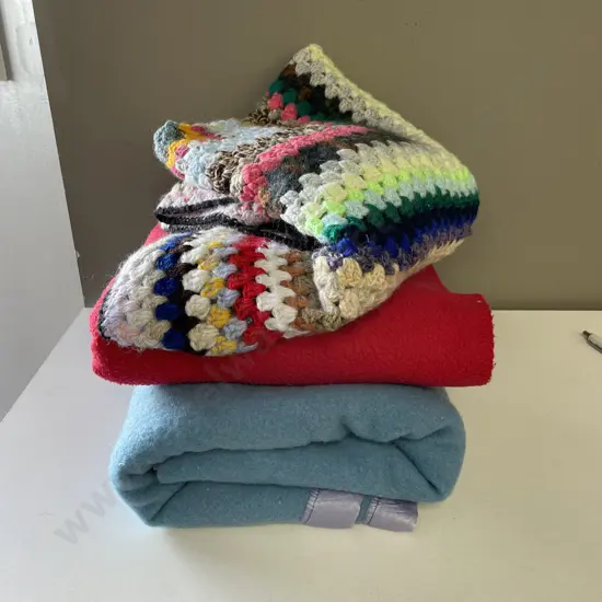 Three Vintage Blankets including crochet
