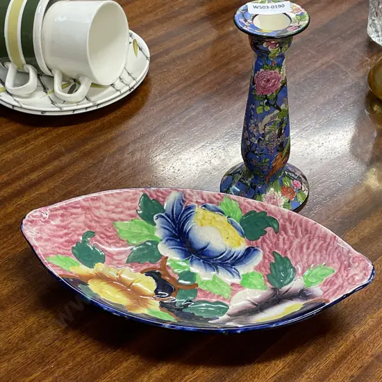 Maling Relief floral bowl with Crown Ducal All Over Floral Candlestick