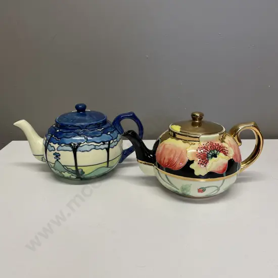 Two Old Tupton Ware Teapots - Landscape and floral patterns
