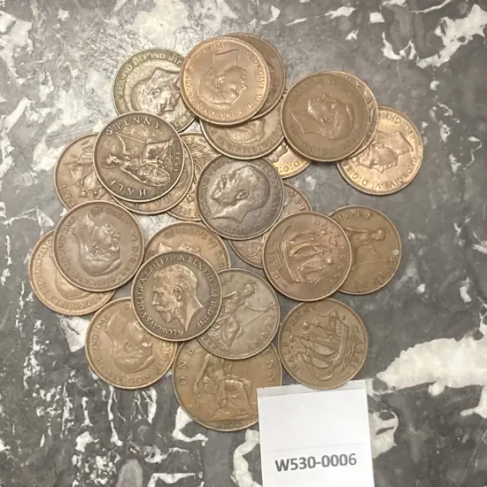 Lot of Half Pennies Assorted 1913 to 1959 & 1922 One Penny