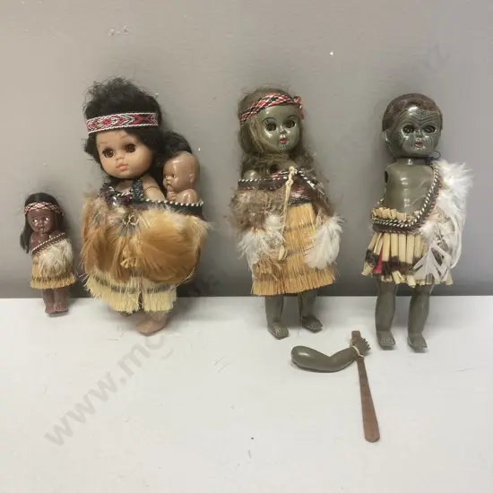 Lot of 4 Vintage Maori Dolls