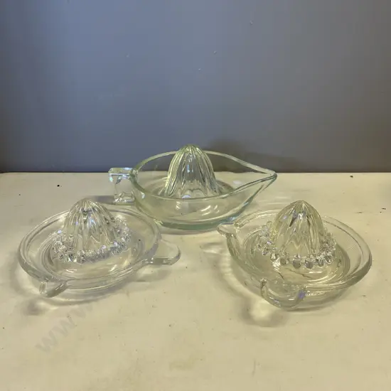 Three Vintage Glass Lemon Squeezers