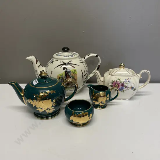 Assorted Sadler Teaware with one other Teapot