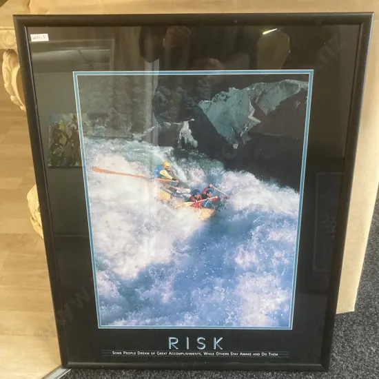 'RISK' Glazed Framed Motivational Artwork, 78 x 64cm Black Frame