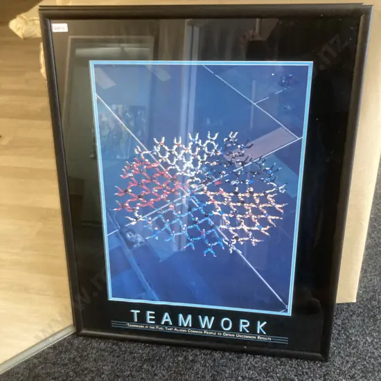 'Teamwork' Glazed Framed Motivational Artwork, 78 x 64cm Black Frame