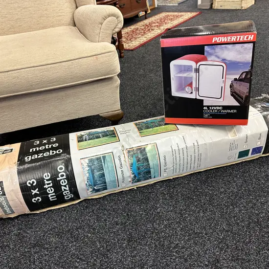 3 x 3m Green Gazebo & Powertech 4L 12VDC Cooler / Warmer