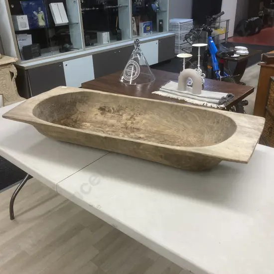 Antique Large Wooden European Dough Bowl, 110 x 43cm