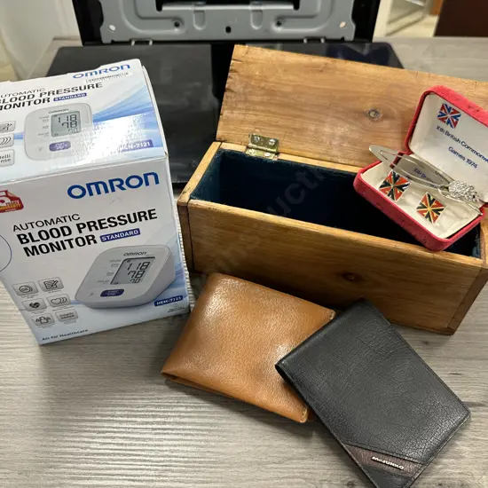 Omron Blood Pressure Monitor, Wallets, Cuff Links Etc
