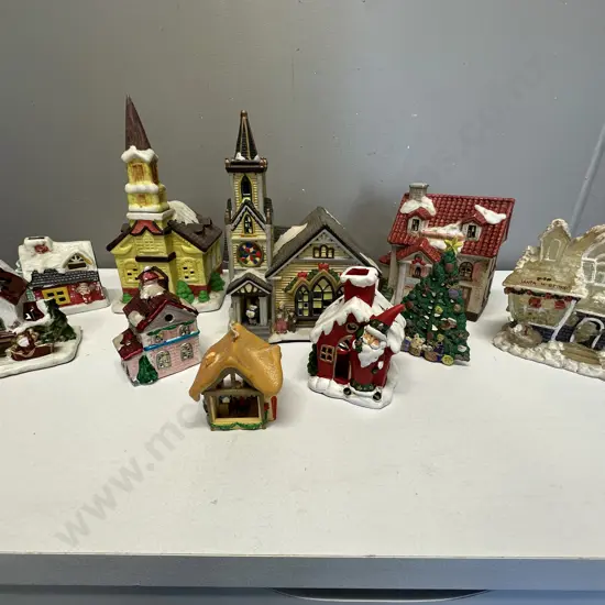 Selection Of Ceramic Christmas Themed  Houses, Churches Etc 