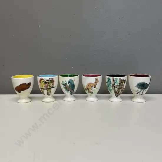 Set of 6 Handpainted Australian themed Egg Cups