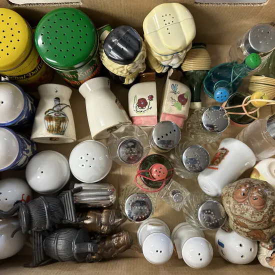 Box Lot Of Assorted Salt & Pepper Shakers 