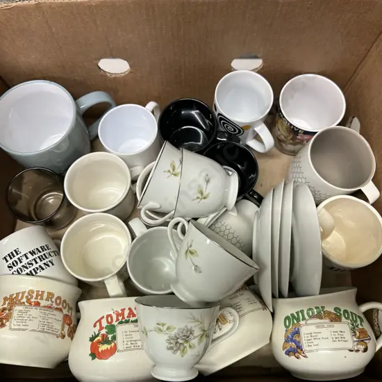 Selection of Crockery - Soup Bowls, Coffee Cups Etc (Unable to Sell so Donated)